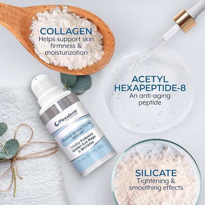 Plexaderm Rapid Reduction Eye Serum - Visibly Reduces Under-Eye Bags, Wrinkles, Dark Circles, Fine Lines & Crow's Feet Instantly, Anti Aging Wrinkle Remover for Face, Pump