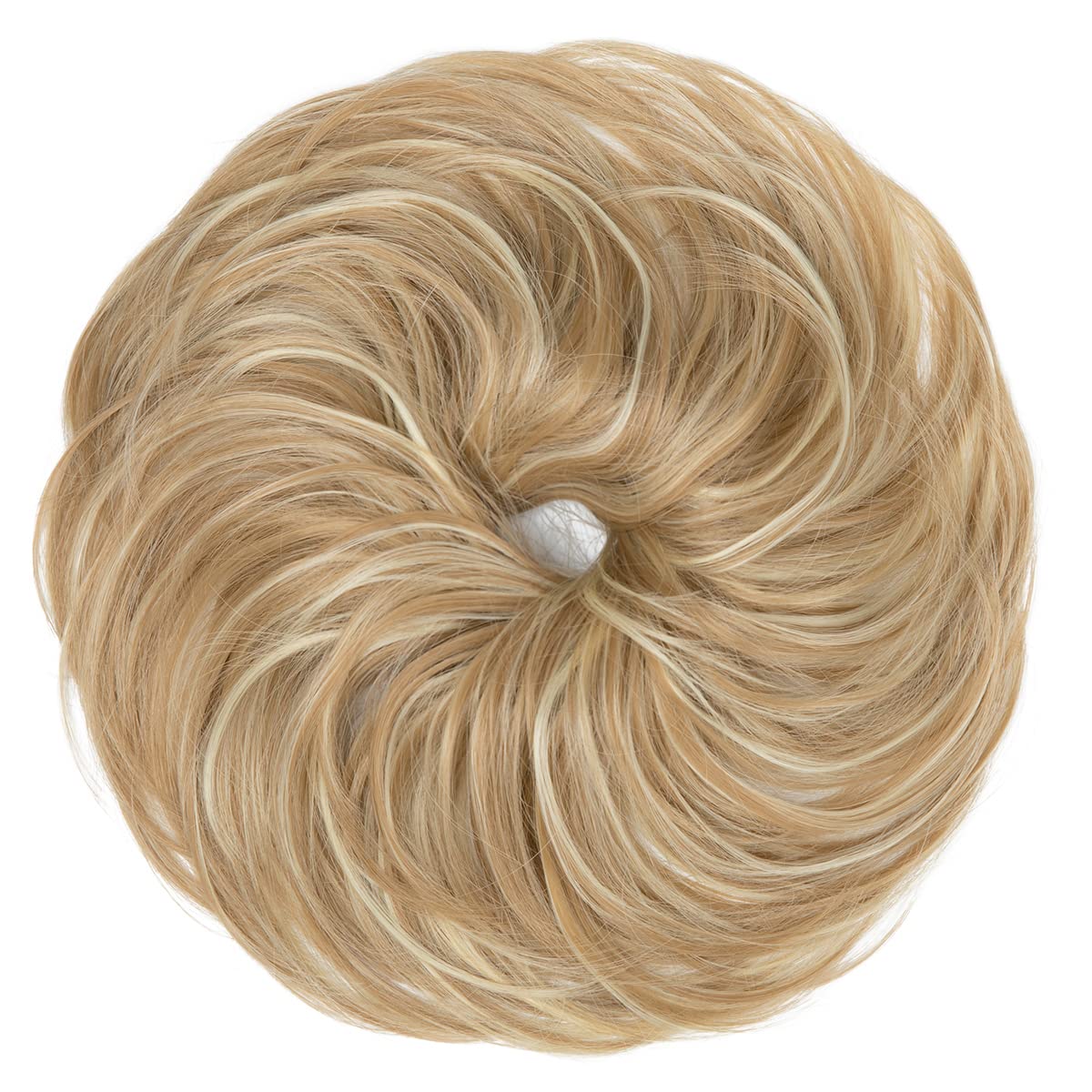 CJL HAIR Large Messy Bun Hair Piece Wavy Curly Scrunchies Synthetic Chignon Ponytail Hair Extensions Thick Updo Hairpieces for Women Dirty Blonde