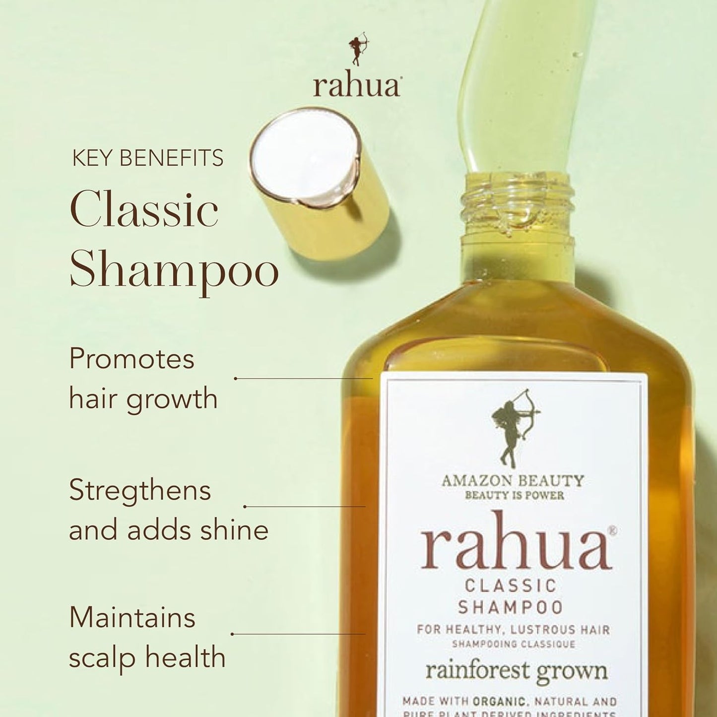 Rahua Classic Shampoo, Vegan Moisturizing Shampoo for Women and Men, Sulfate Free, Gentle Hair Care for All Hair Types, Clarifying Formula with Rahua Oil, Quinoa, Aloe Vera, and Palo Santo, 9.3 Fl Oz