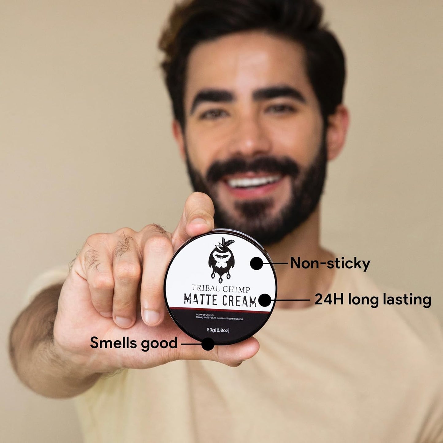 Tribal Chimp Matte Hair Styling Paste for Men – Medium to Strong Hold, Matte Finish, Easy to Apply & Wash Out – Styling Paste for All Hair Types, Texture & Volume Boost – 80g