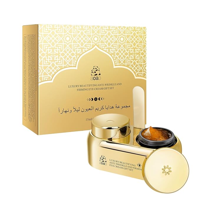 AOAO Luxury Day & Night Eye Cream Gift Set – Anti-Aging & Firming Eye Cream with Peptides, Niacinamide, Caffeine & Hyaluronic Acid for Dark Circles, Wrinkles, Puffiness – 15ml/0.507fl.oz