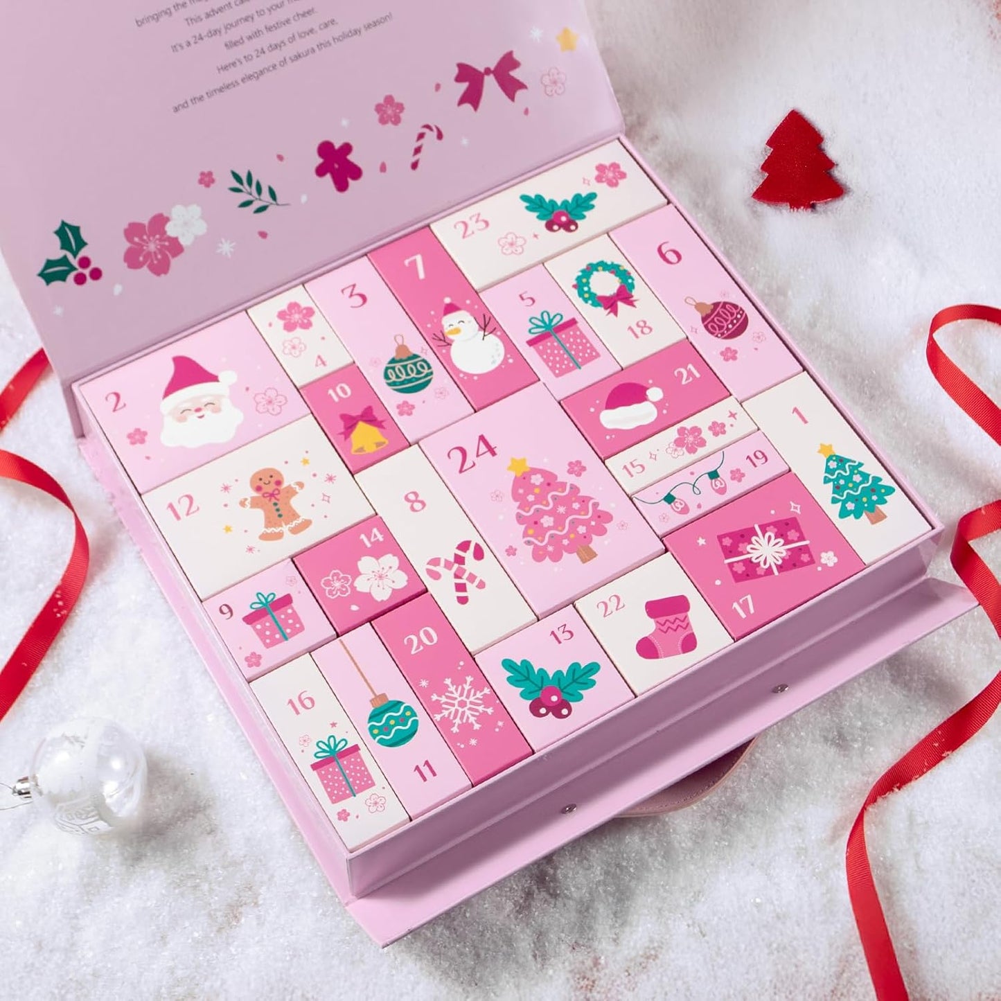 LAIKOU Japan Sakura Beauty Advent Calendar 2025, Christmas Gifts for Women, Skin Care Set, Bath Body Gift Set, New Year Skincare Beauty Gift Baskets, 24pcs Surprise Gift Box for Women and Girls