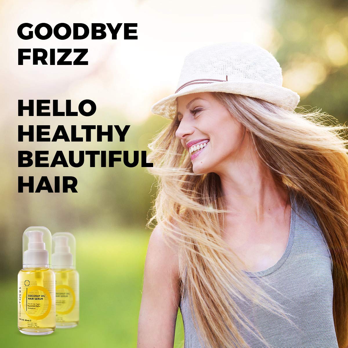 Perfect Hair Coconut Oil Hair Serum - Natural Hair Oil Infused with Raw Virgin Olive Oil, Sweet Almond and Keratin - Smoothing Hair Oil for Frizzy, Dry & Damaged Hair - 50ml (1 Pack)