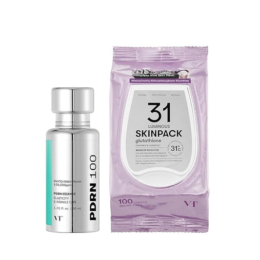 VT COSMETICS Bundle PDRN 100 Essence & Luminous Skin Pack (100 sheets)