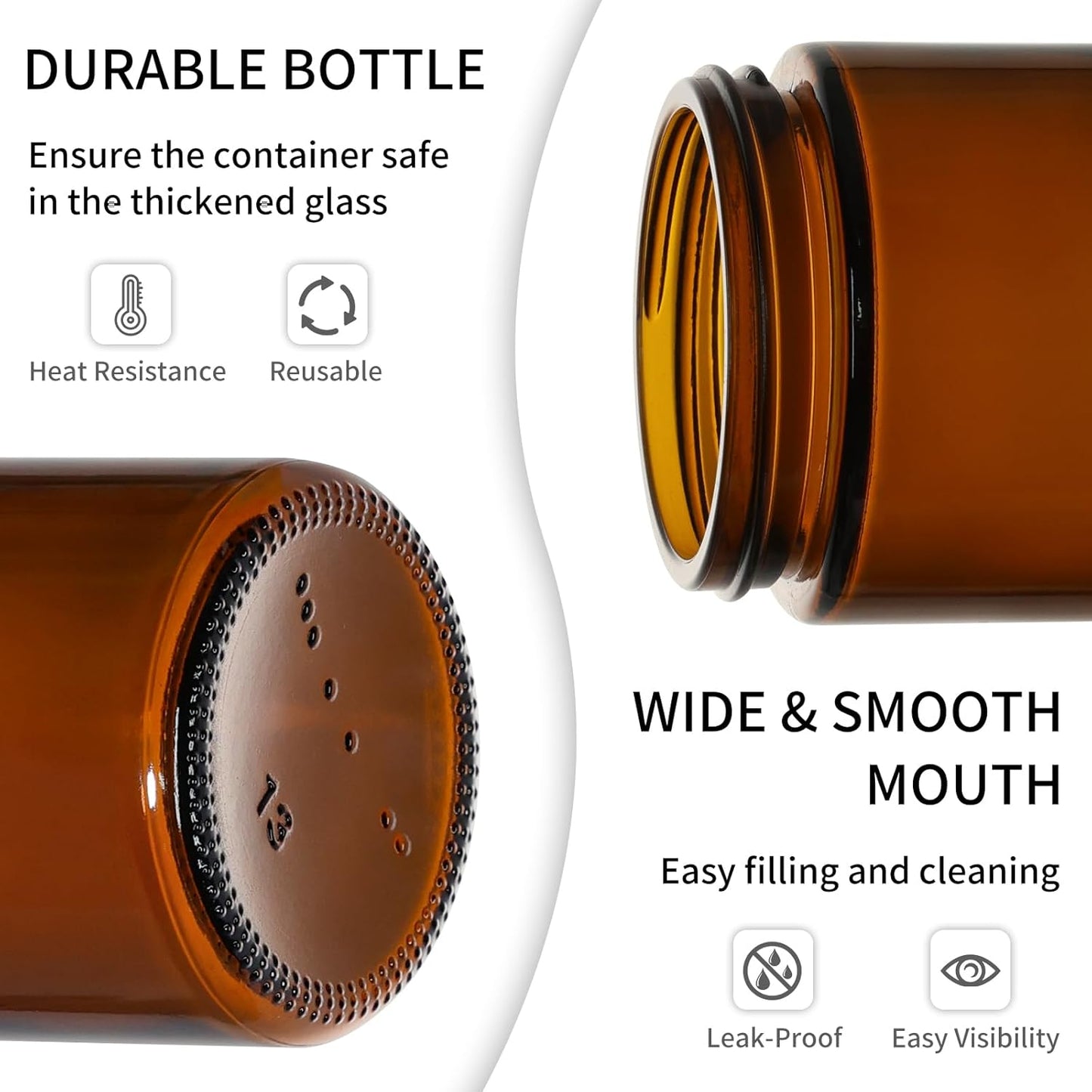 KEYWING 4oz Amber Glass Jars with Black Lids, 48 Pack Empty Cosmetic Containers Small Glass Jars with Inner Liners for Creams, Lotions, Ointments and Powders