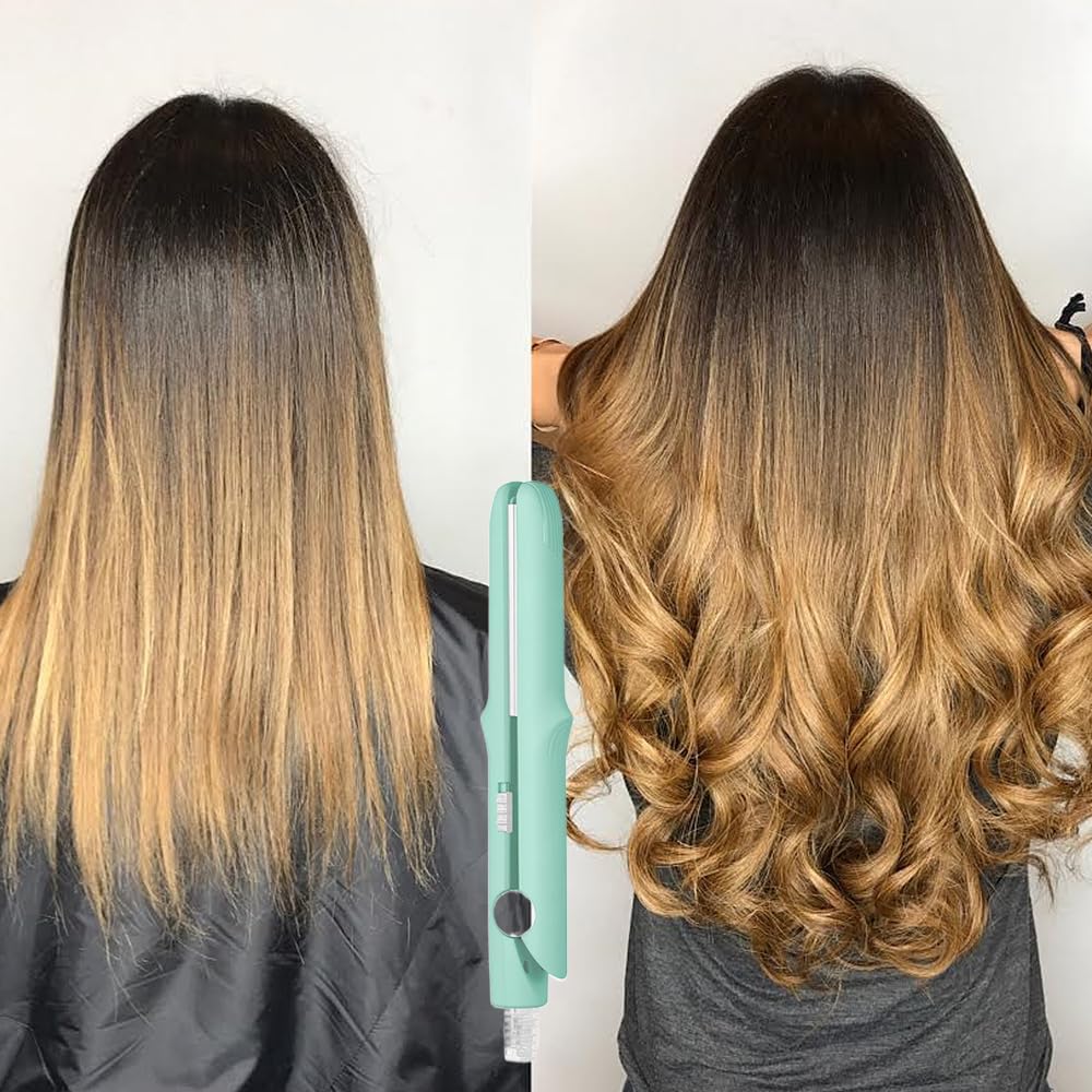 Upgrade 2-in-1 Curling Wand and Flat Iron, 2025 Upgrade Mini Dual Purpose Curling Iron, Portable Hair Straightener Travel Curling Wand for Women Short and Long Hairs, All Hair Types (Orange)