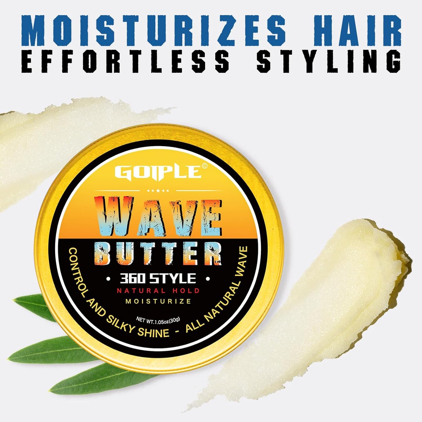 360 Wave Pomade Strong Hold 360 Training Hair Cream, Wave Greasy Wave Butter for Men Pocket Palm Brush Curved Wave Brush Silky Durags for Men Extra Long Tails Wave Brush Wave Cap Set