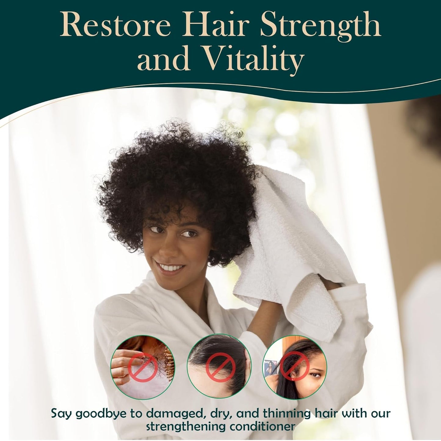 USDA Certified Natural Hair Growth Conditioner: Black Cumin Seeds, Ginger, Castor Oil Strengthening & Moisturizing Conditioner for Thinning, Damaged, Dry Hair - Fragrance Free 10 Fl Oz