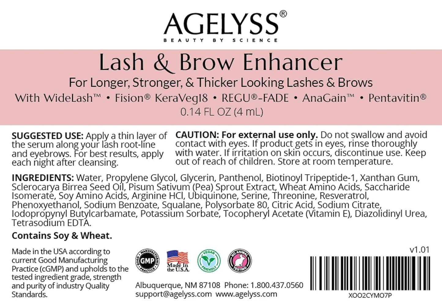 Agelyss Lash & Brow Enhancer - Longer, Stronger & Thicker Lash and Brows - 3 Bottles