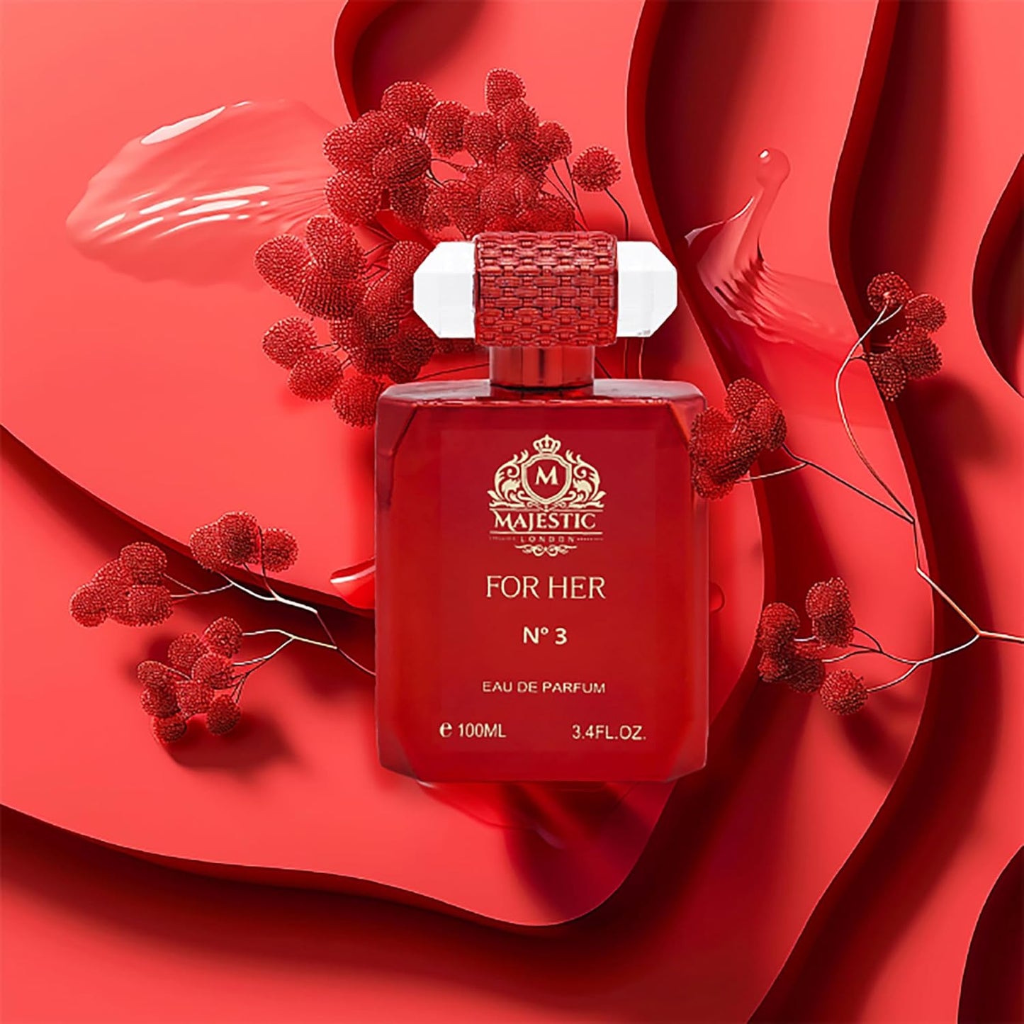 Majestic For Her No3 - Womens Fragrance - Woody Amber Warm Spicy Perfume for Women - Notes of Bergamot and Saffron - 3.4 oz EDP Spray