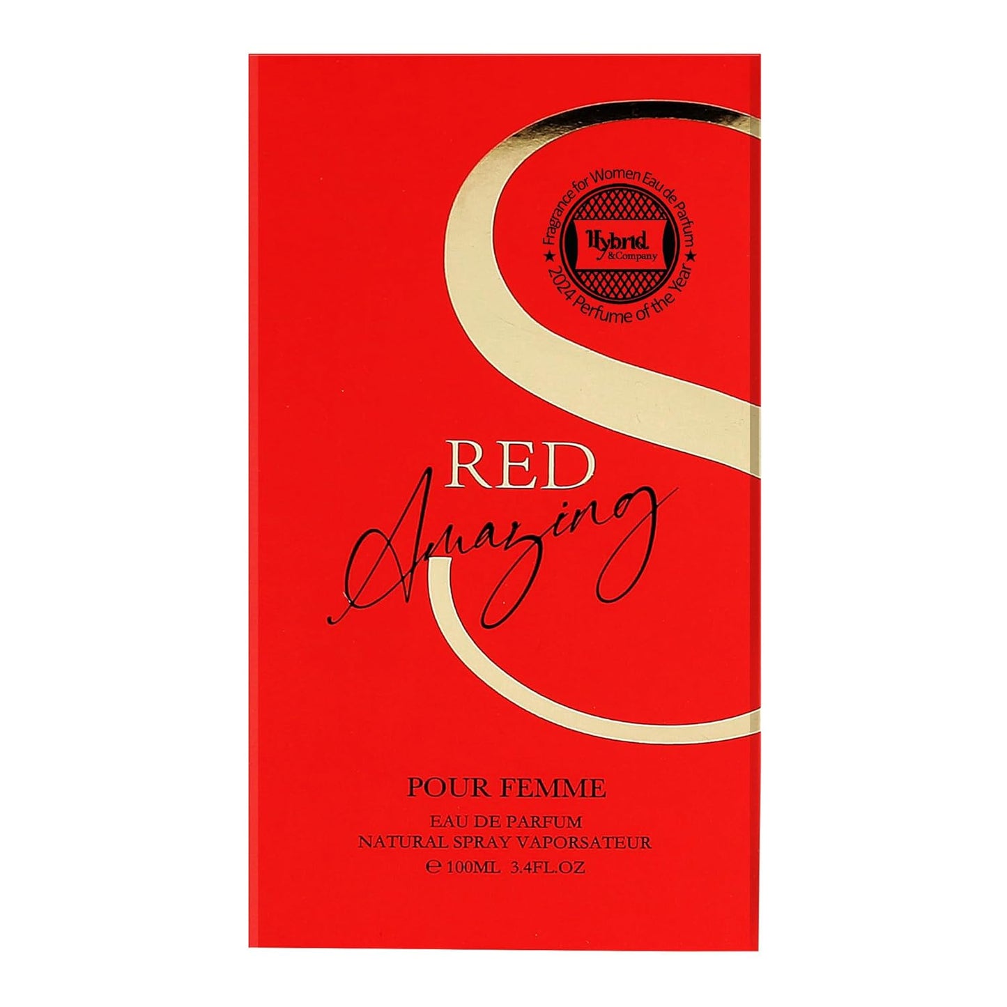 Hybrid & Company Women Amazing Red Pour Femme Eau De Parfum Vaporisateur Natural Spray 3.4 Fl Oz