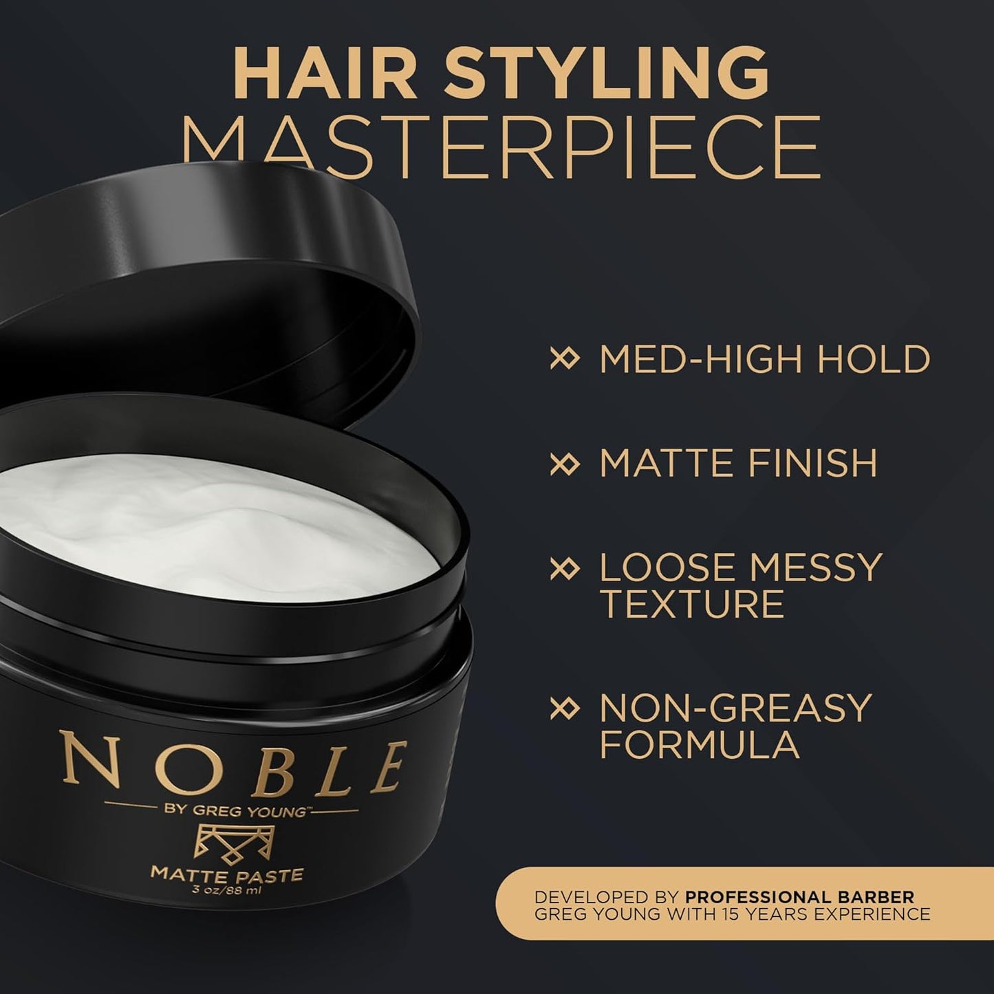 Strong Hold Matte Hair Paste | Flexible & Long-Lasting Sculpting Paste for All Hair Types and Styles | No Flakes | 3 oz