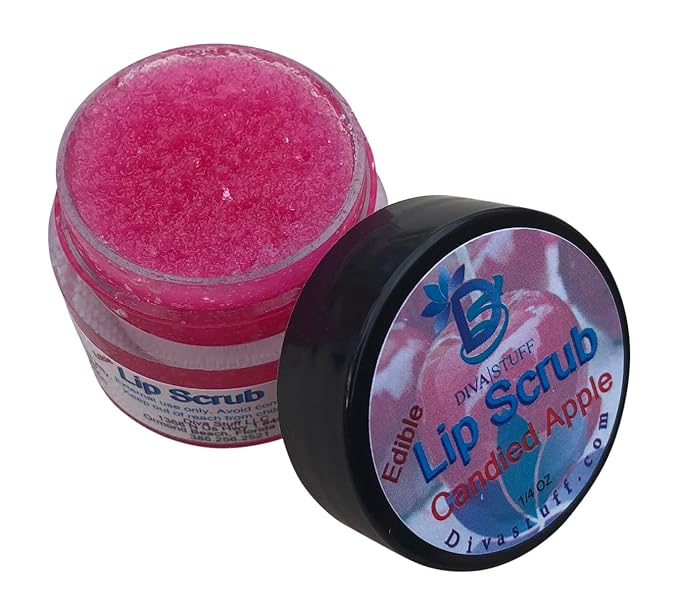 Diva Stuff Ultra Hydrating Lip Scrub for Soft Lips, Gentle Exfoliation, Moisturizer & Conditioner, Candied Apple – ¼ oz (Made in the USA)