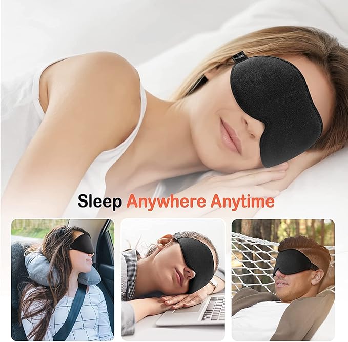 Sleep Eye Mask for Men Women 3D Contoured Cup, Concave Molded, Block Out Light, Molded Soft Comfort Eye Shade with Adjustable Strap (Purple, 2 Count (Pack of 1))