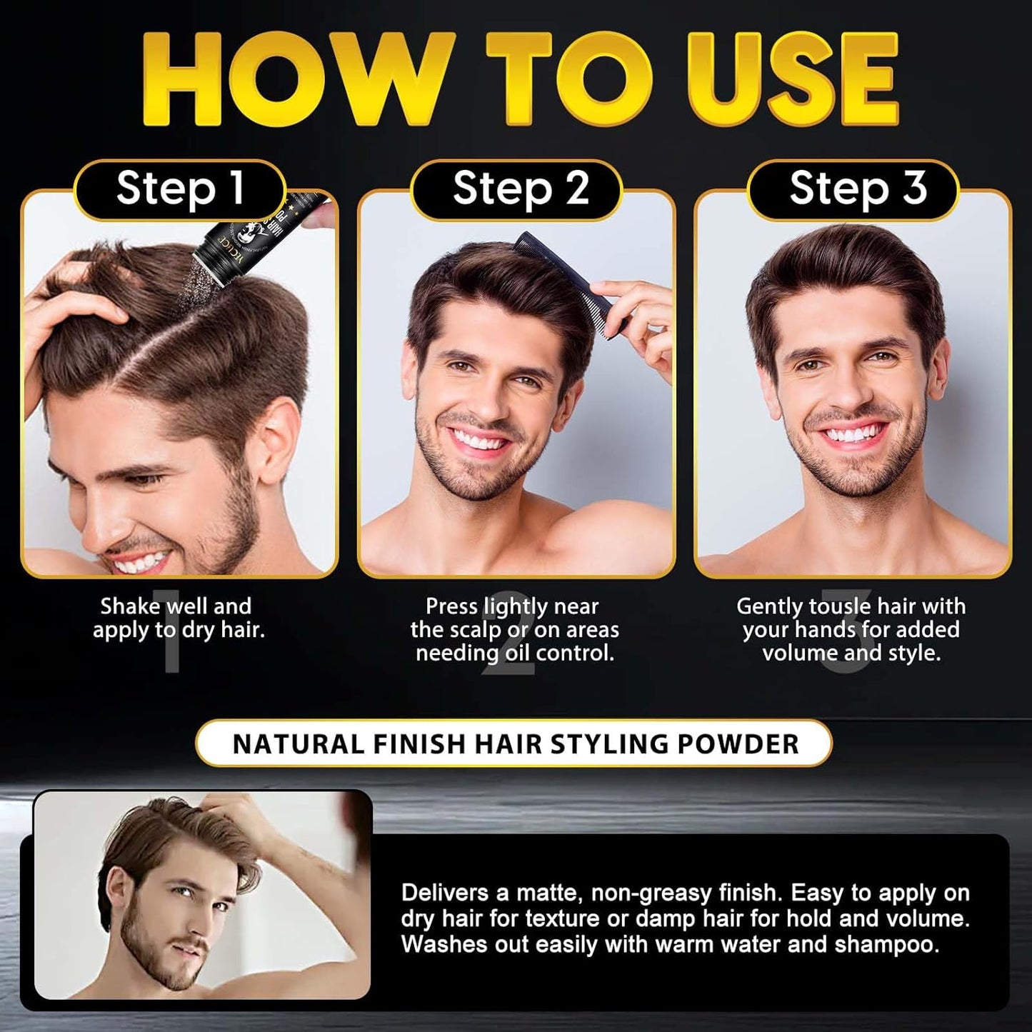 NIFEISHI Texture Powder for Men, (1.05oz of 2Pack) Hair Styling Powder for All Hair Types, Easy to Apply, Natural Matte Hairstyle, Texturizing and Volumizing, High Hold