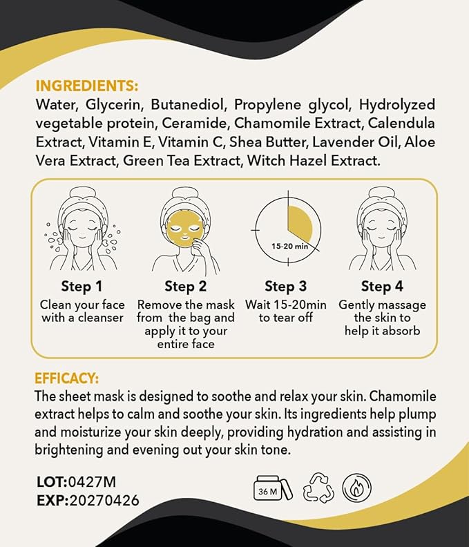 Chamomile Facial Mask for Nourishing and Hydrating Skin, Packed whit Natural Fruit Ingredients