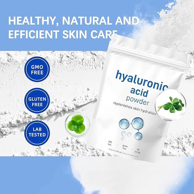 Hyaluronic Acid Powder for Skin Care - Low Molecular Weight, Cosmetic Grade, Water-Soluble Moisturizing Ingredient for DIY Facial Serum & Skincare