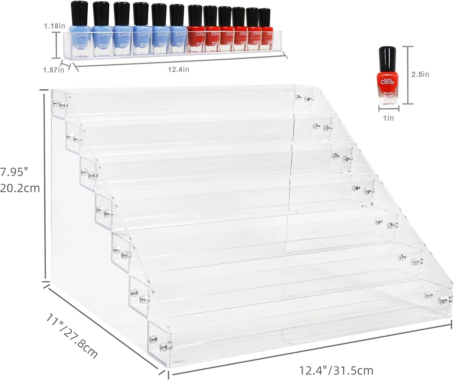 Kingtaily 7 Tiers Layers Organizer Rack Stand Holder Large Capacity Acrylic Clear for Nails Polish Essential Oil Lipstick and Sunglasses