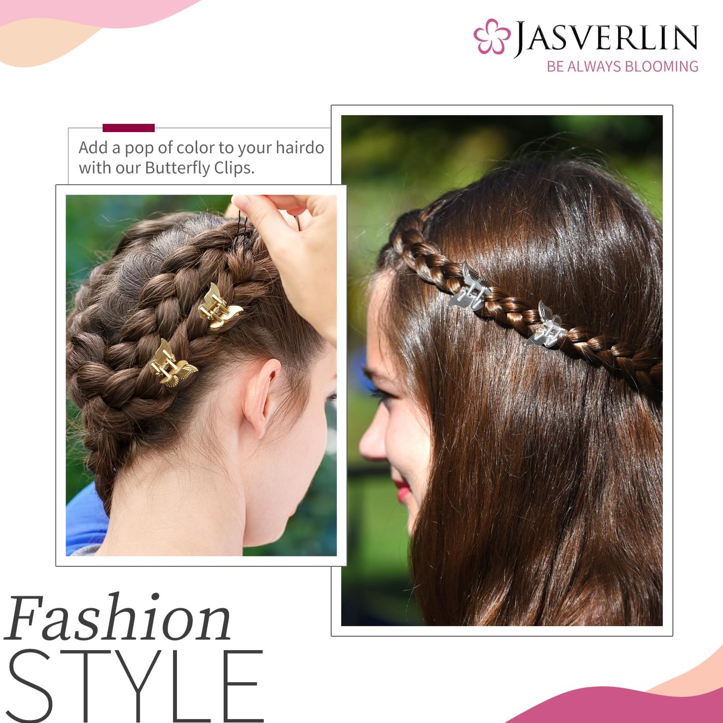 Mini Butterfly Hair Clips 50pcs - Non-Slip Metallic Silver Gold Hair Claws Clip Y2K 90s 2000s Small Tiny Cute Accessories Organizer for Women Girls Kids (Silver & Gold)