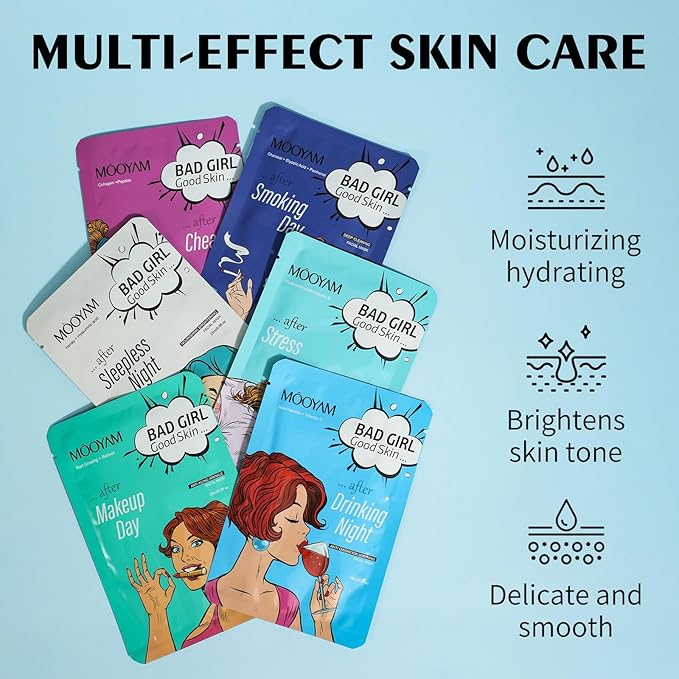 Face Masks Skincare Set for Girl,Moisturizing Collagen Facial Masks for Women Home Spa,Hyaluronic Acid Face Mask for All Skin Types,Day Night Facial Mask Hydrating,Deep Cleaning,Oil Contral(18Pack)