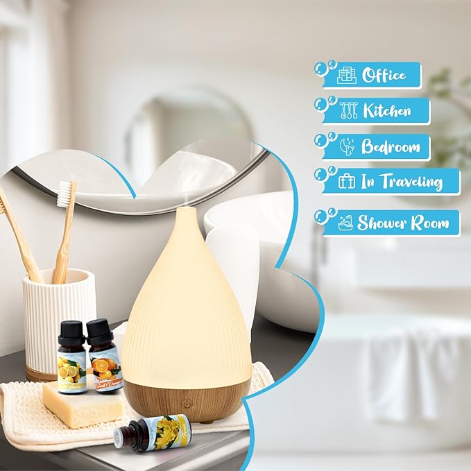 Housekeeping Fragrance Oils Set, Essential Oil Gift Set for Diffuser, Clean Scent Diffuser Oil, Use with Wool Dryer Balls - Lemon, Sweet Orange, White Tea, Fresh Linen, Freesia, Grapefruit