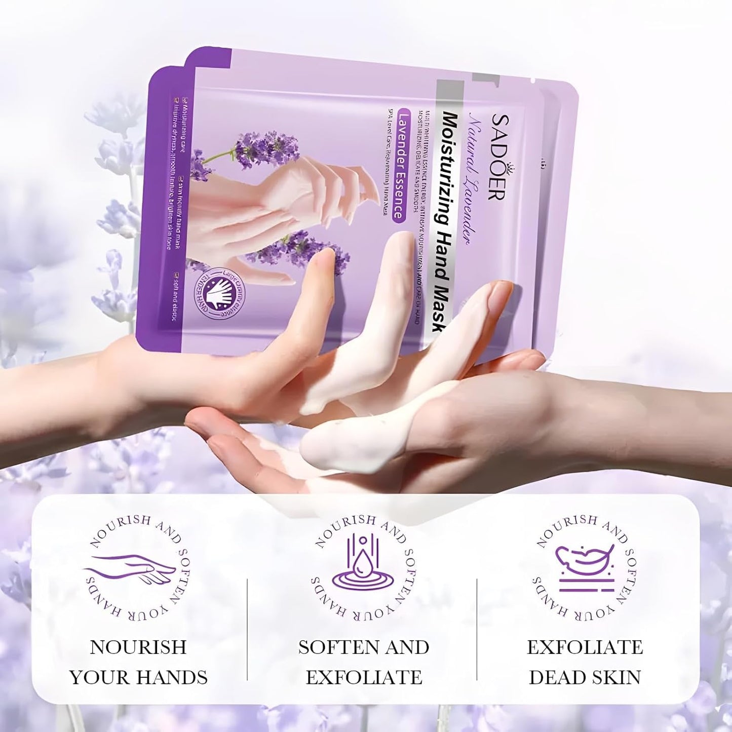 Chicwe 30 Pairs of Hand Masks Moisturizing Glove, Hydrating Hand Masks for Dry Peeling Hands, Exfoliating Collagen Gloves for Smooth Hands (Lavender)