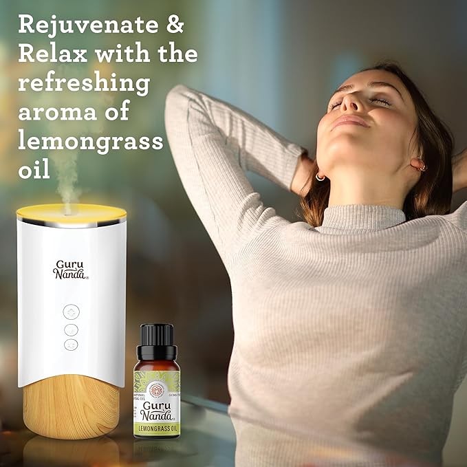 GuruNanda Lemongrass Essential Oil (Pack of 2 x 0.5 Fl Oz) - 100% Pure, Premium Therapeutic Grade Oil for Cleansing and Rejuvenation, Aromatherapy for Hair and Face Care, Fresh Citrus Scent