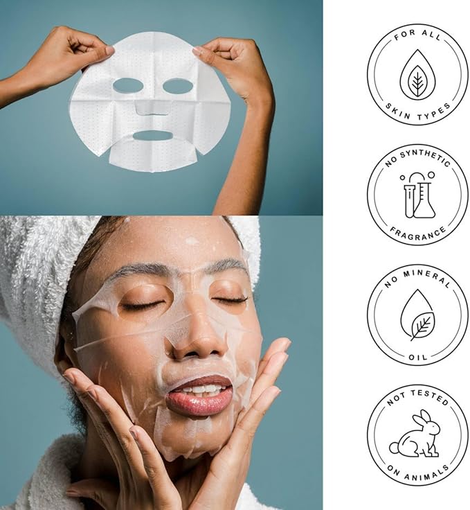 Cheerful Skin Plant Extract Face Moisturizing Smoothing Mask - Hydrating Spa Facial Treatment with Centella Asiatica, Magnolia Liliflora flower, Collagen, 25ml Each (1 Sheet)