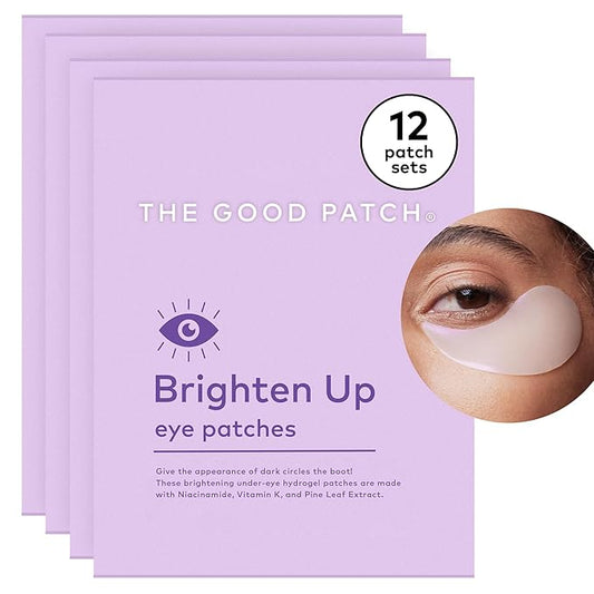 The Good Patch Brighten Up Hydrogel Under Eye Patches for Dark Circles and Puffy Eyes, Made with Niacinamide, Vitamin K, Pine Leaf Extract, Clinically Proven (12 Total Patch Sets)