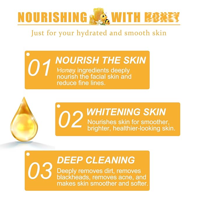 Glowtulip Honey Tearing Mask, Blackhead Control Honey Peel Mask for Face,Face Deep Cleasing & Moisturizing Mask,For All Skin (3PC)