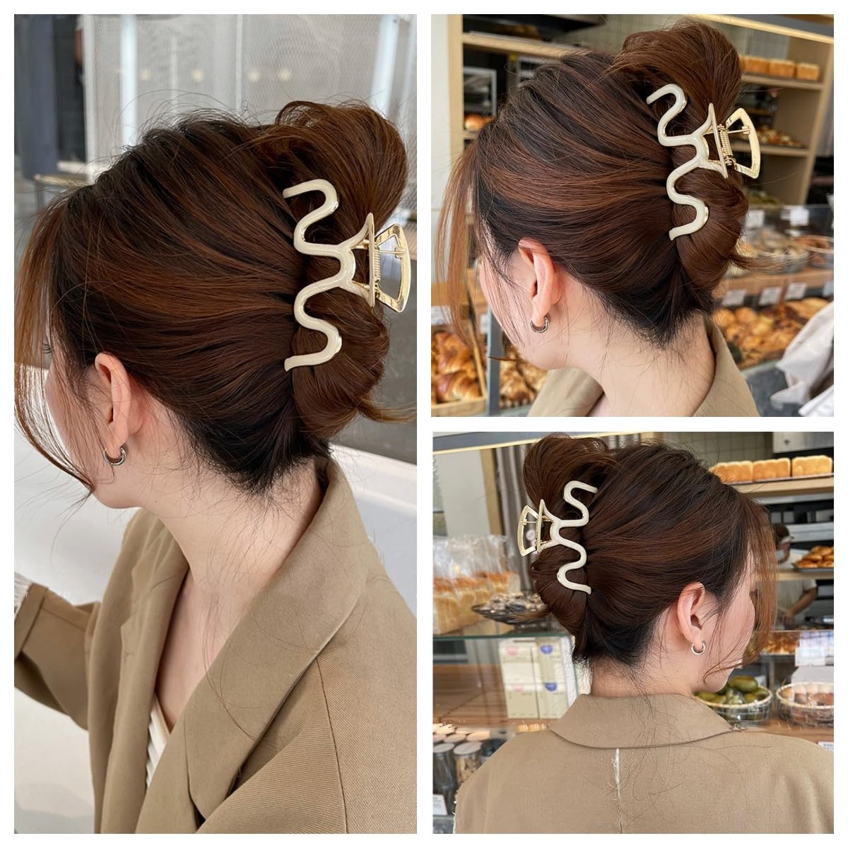 Large Metal Hair Claw Clips, 2 Pack 3.3 Inch Black Hair Jaw Clips for Thick Curly Hair, Non-Slip Big Hair Clamp Fashion Hair Accessories for Women, Girls