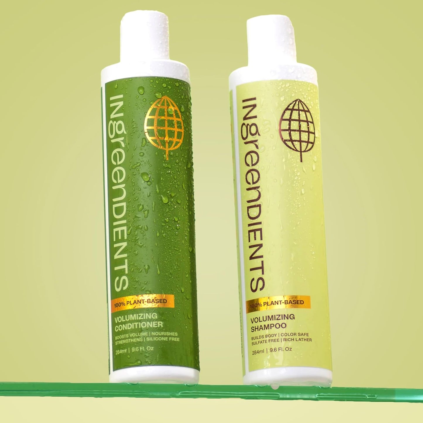 Ingreendients Non Toxic Sulfate Free Volumizing Shampoo & Conditioner with Organic Ingredients For Fine & Thin Hair - Color Safe, Paraben & Gluten Free, Silicone Free, Vegan, Cruelty-Free, pH Balanced