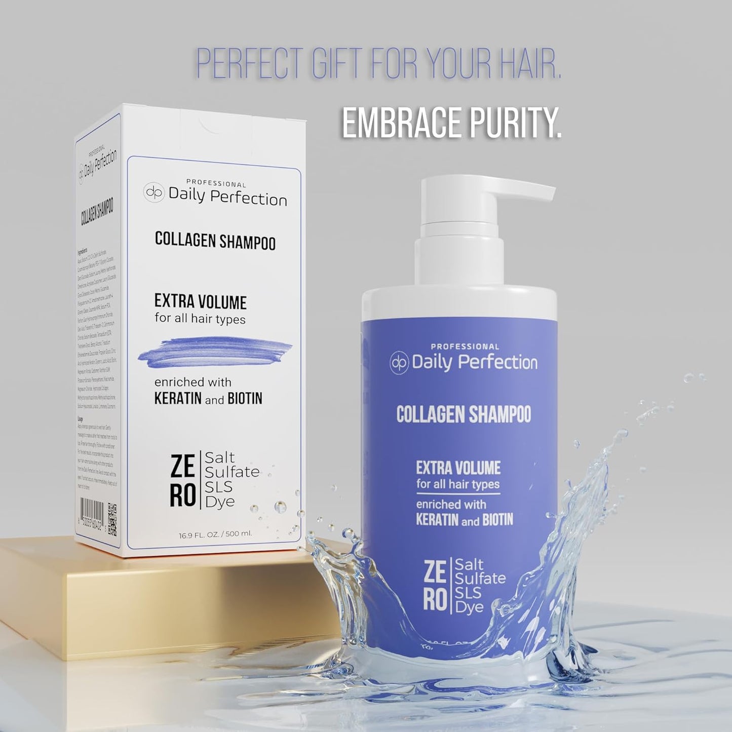 (dp) Collagen Shampoo – Boost Volume and Strength for Flat Hair – Clean + Salon-Grade Formula with Biotin & Keratin
