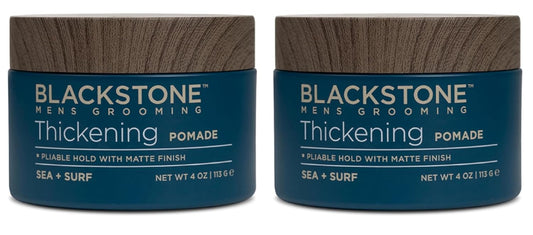 Blackstone Men's Grooming Hair Thickening Pomade - Pliable Hold with Matte Finish | Paraben & Cruelty-Free | Made in USA, Sea + Surf Scent (4 Oz, 2 Pack)