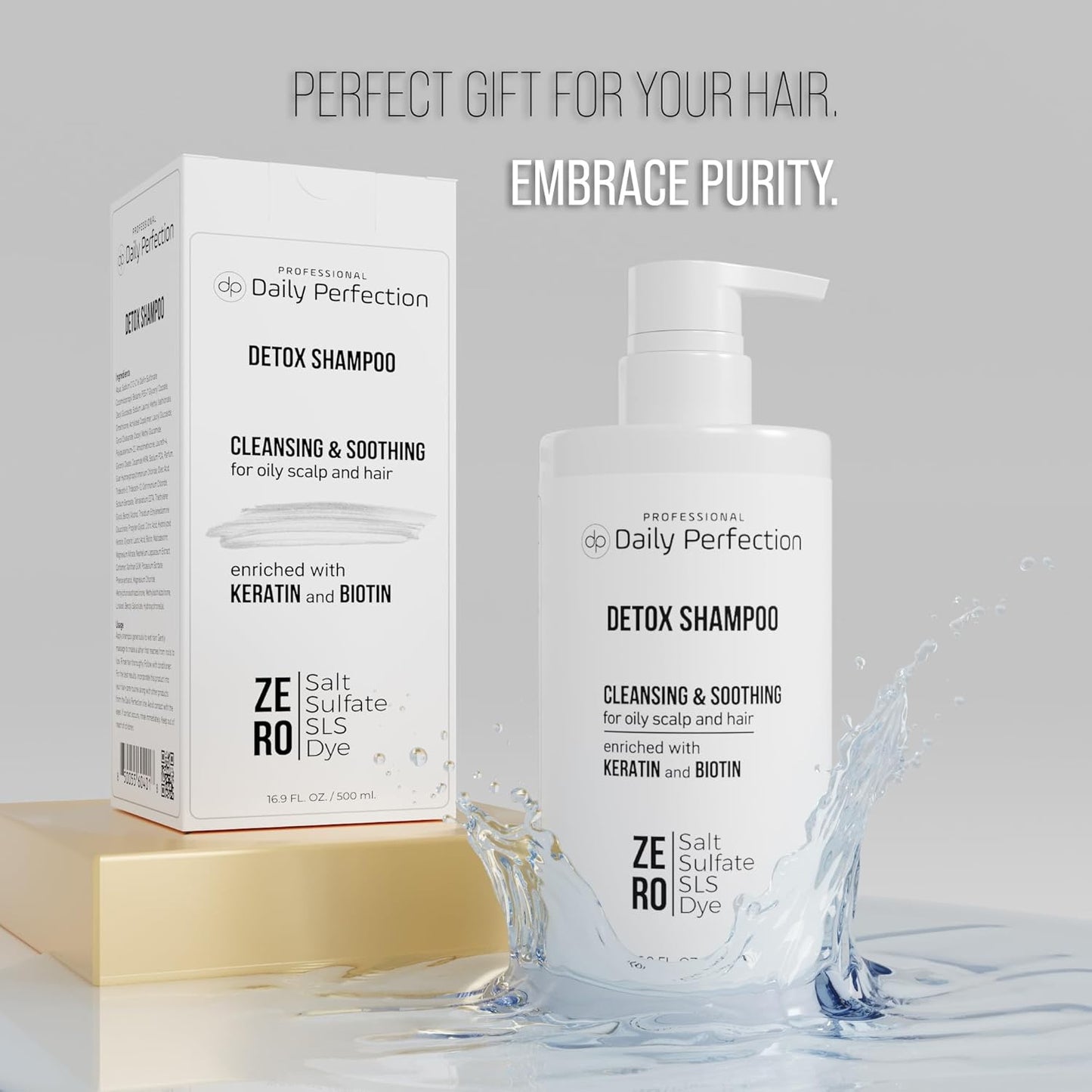 (dp) Detox Shampoo – Clarify & Remove Buildup, Oil & Impurities – Clean + Salon-Grade Formula with Biotin & Keratin