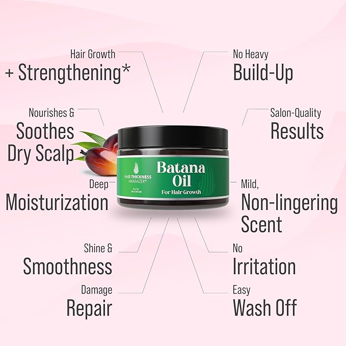 Raw Batana Oil for Hair Growth Hydrating Mask for Dry Damaged Hair, Curly, Frizzy or Color Treated. Honduran Butter for Women, Men - Overnight, Leave In Treatment