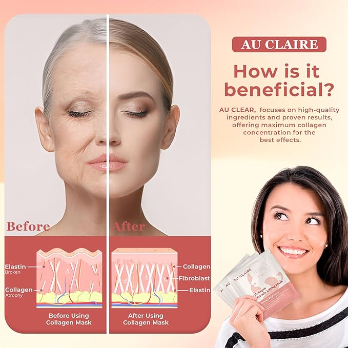 Deep Collagen Face mask, Hydrating Anti-wrinkle Lifting mask for All Skin Types, 34g x4ea