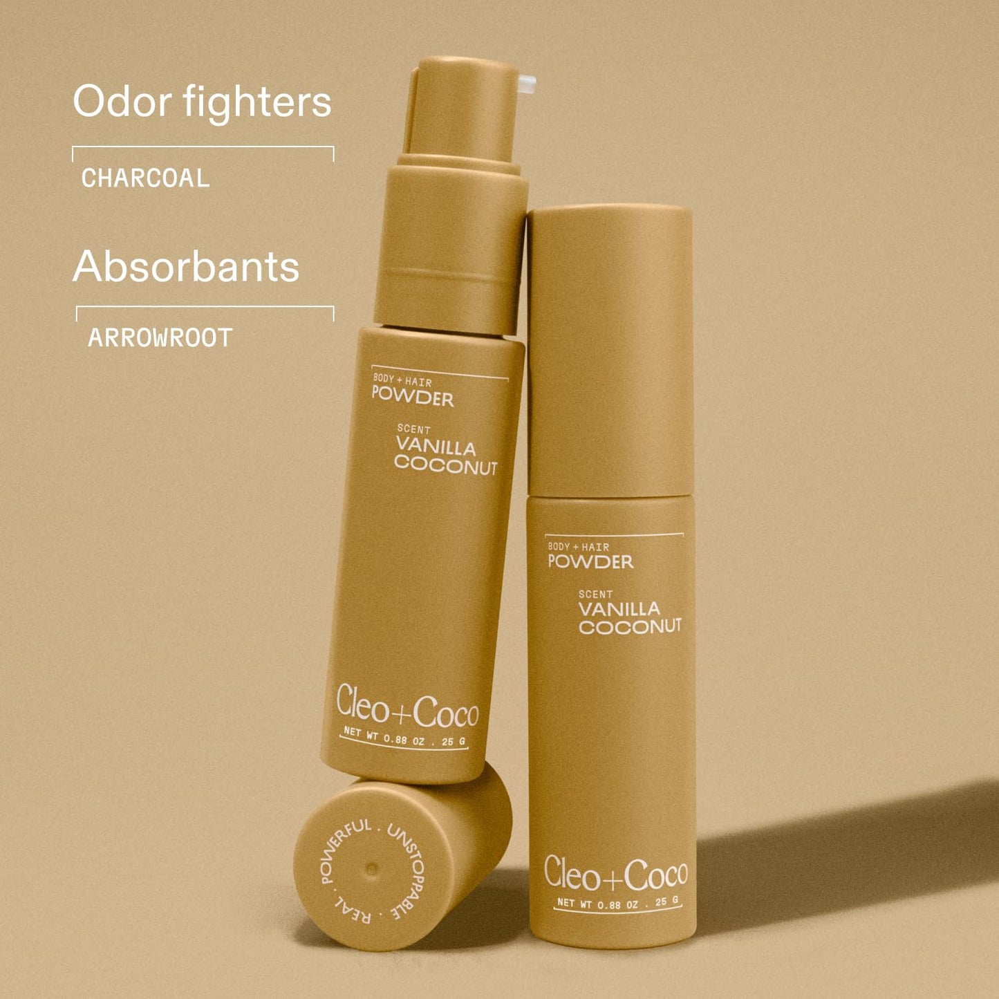 Cleo + Coco. Deodorant Powder for Body and Hair, Vanilla Coconut (0.88 oz), 2-in-1 Deo Powder & Dry Shampoo for Women & Men, Aluminum Free Deodorant, Talc-Free, Anti Chafe Protector, Travel-Size