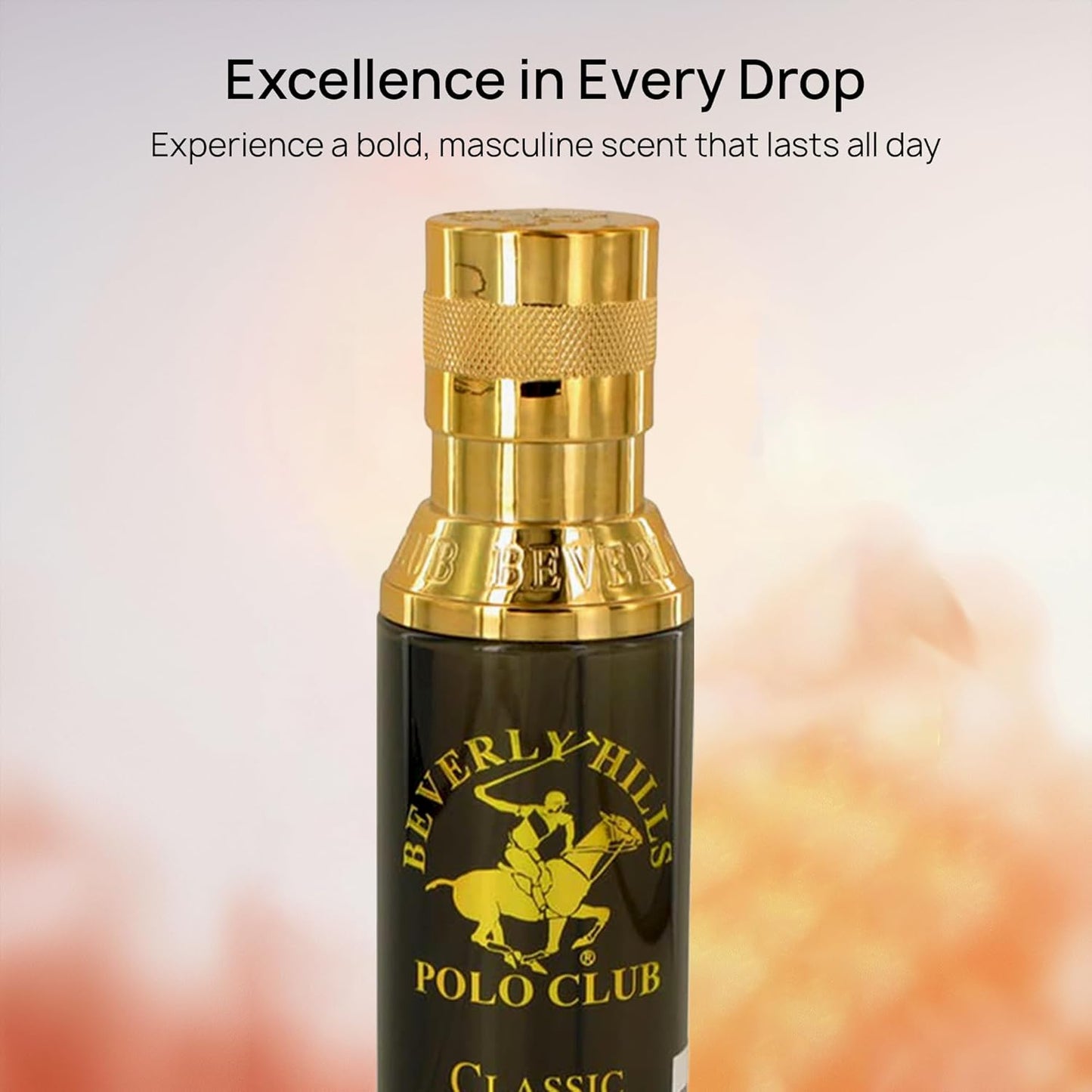 Beverly Hills Polo Club Body Spray for Men - BHPC Classic - Notes of Patchouli, Cedar, Vetiver, Ambergris & Musk - Long Lasting Cologne Scents - Ideal Gift for Him, 6oz