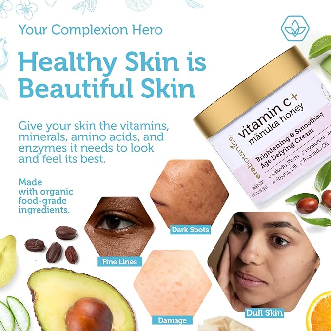 Era Organics Advanced Vitamin C Face Cream - Brightening and Nourishing with Jojoba Oil, Kakadu Plum for Fine Lines, Wrinkles