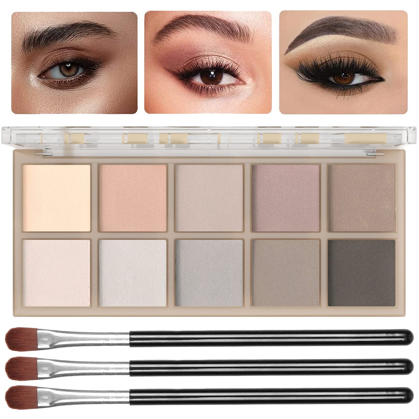 10 Colors Eyeshadow Palette Matte Naked Eye Shadow Makeup,High Pigmented, Naturing-Looking, Ultra-Blendable,Long Lasting High Pigment Nude Eyeshadow with 3 Eyeshadow Brush(Cement color)