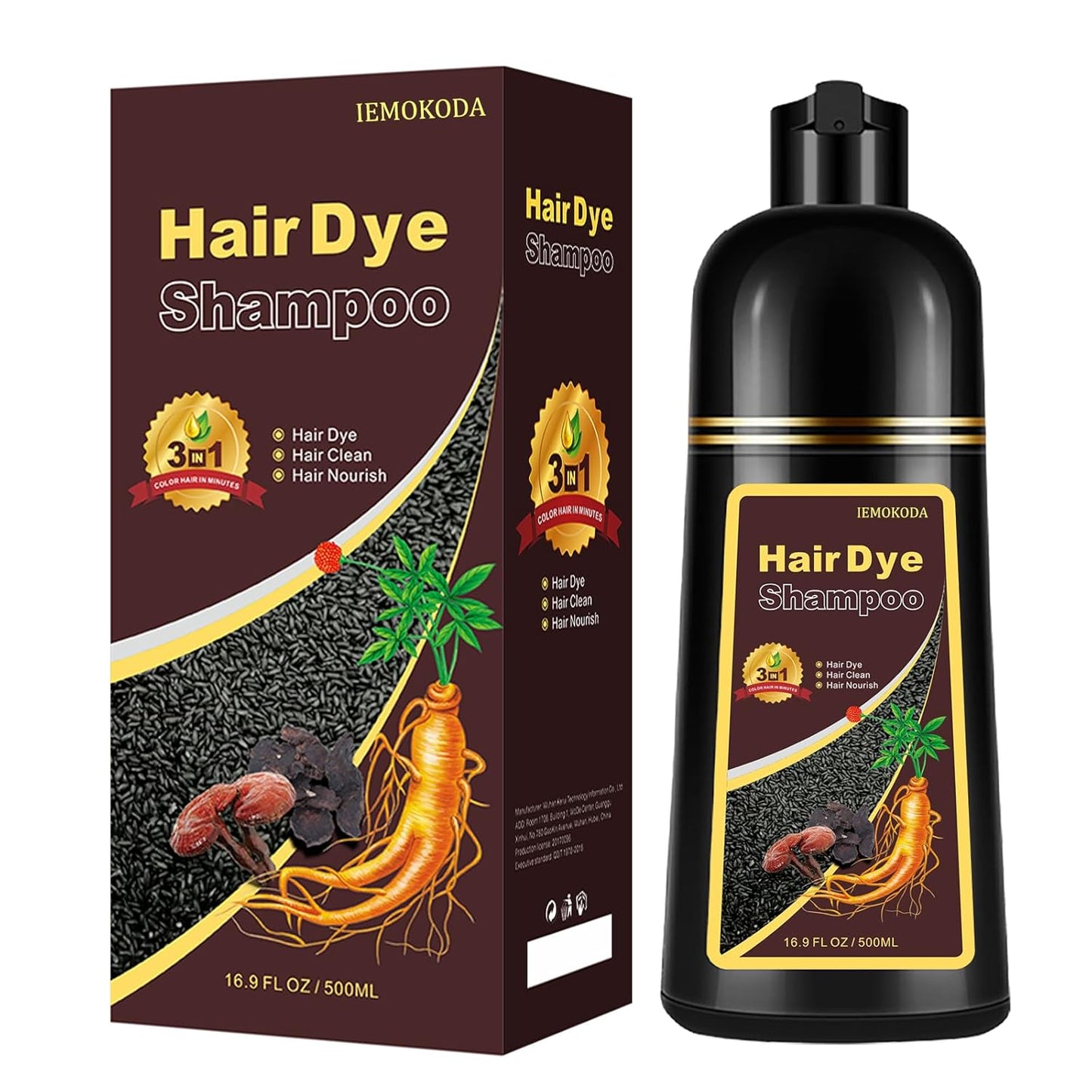 Natural Light Brown Hair Dye Shampoo, Hair Dye Shampoo 3 in 1, Brown Hair Dye for Men Women Colors in Minutes, Easy to Use, Instant Hair Dye for All Hair Types 16.9 Fl Oz (Light brown)