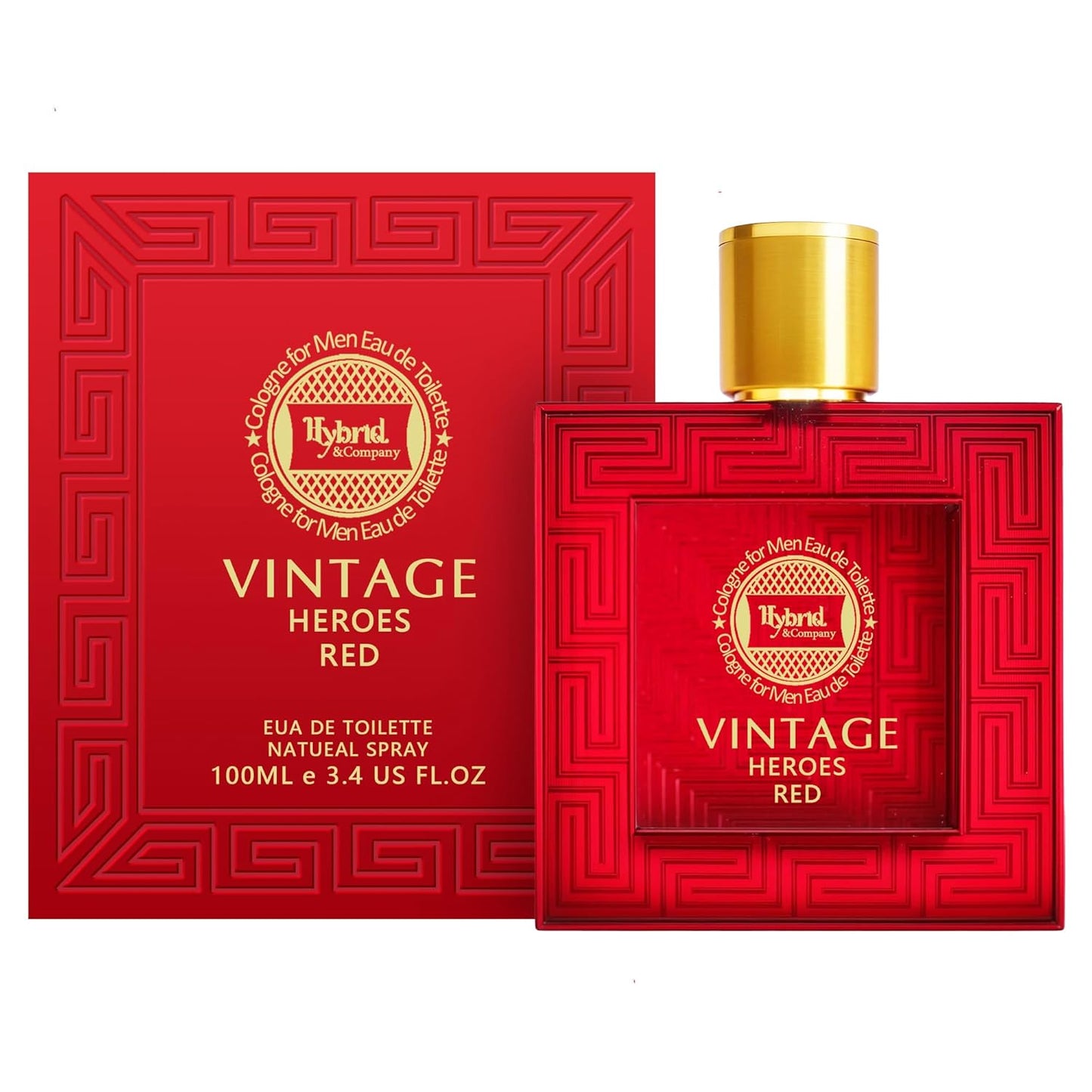 Hybrid & Company Vintage Heroes Red For Men Eau De Toilette Vaporisateur Natural Spray 3.4 Fl Oz