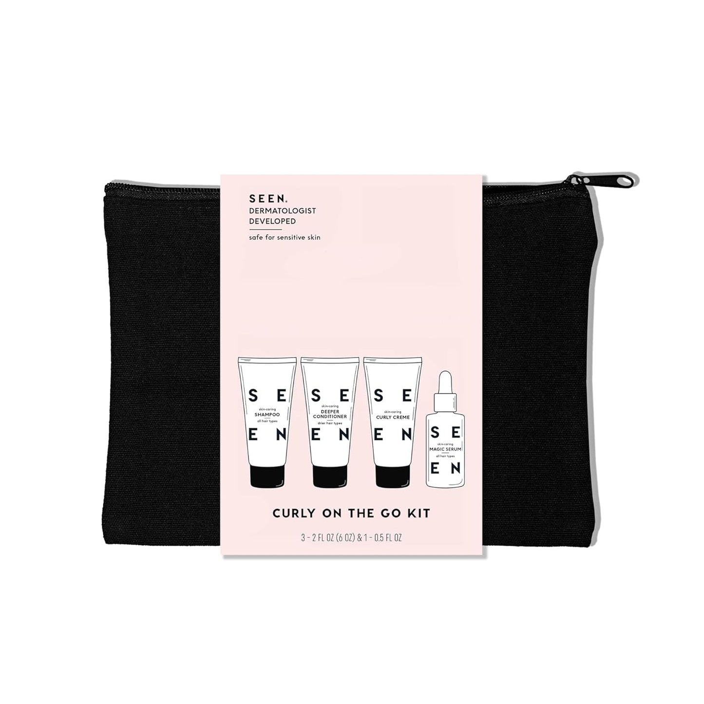 SEEN Curly On The Go Kit -Scented - Non-Comedogenic & Safe for Sensitive Skin - Sulfate-Free, Curl-Defining Styling Hair Bundle - Anti Frizz - Heat Protectant