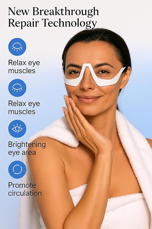 LumiEye Under-Eye Light Therapy Massager Glasses – Dual-Mode Red & Blue Light Therapy with Soothing Eye Massage for Fatigue, Puffiness, Dark Circles & Wrinkle Reduction