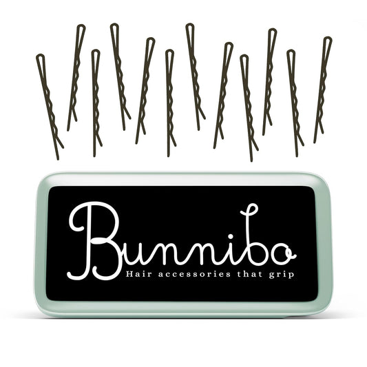 Non-Slip Bobby Pins for Women - Professional Hair Pin Tin for All Styles and Types, Thick, Thin, Secure Hairpins, Wedding, Bridal Accessories, Styling Set of 12 Large, Brown