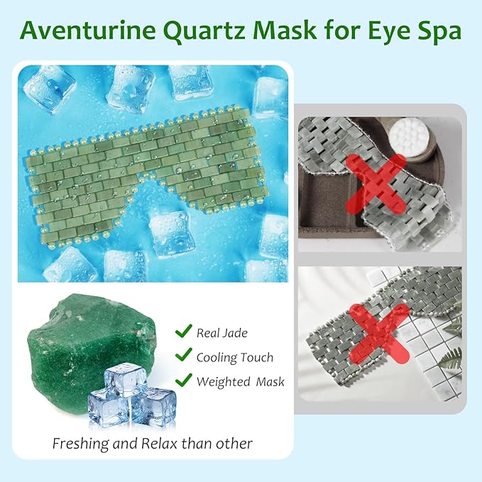 ideayard Jade Eye Mask Cooling Facial Mask 100% All Natural Adventurine Quartz Eliminate Wrinkles, Puffiness & Migraine Relief Mask