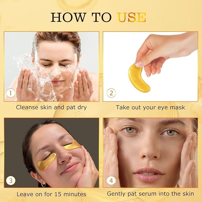 Under Eye Patches - Eye Mask for Puffy Eyes and Dark Circles, Eye Patches with Hyaluronic Acid & Collagen to Reduce Wrinkles and Relieve Pressure (20 Pairs)