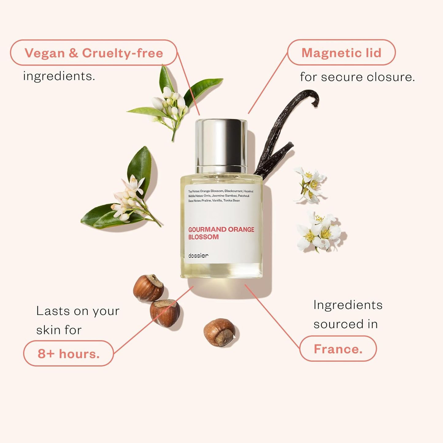 Dossier - Gourmand Orange Blossom 1.7 Fl oz (50ml) - Inspired by L.ancome's La Vie Est Belle - Everyday Use - Women Luxury Scent - Vegan, Paraben-Free