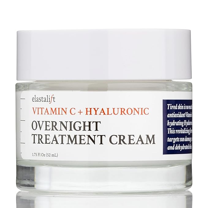 Elastalift Renewing Night Cream | Brightening Vitamin C Cream + Hyaluronic Acid Moisturizer For Face | Oil-Free Overnight Correcting Facial Treatment Night Lotion | Skin Care Face Cream, 1.75 Fl Oz